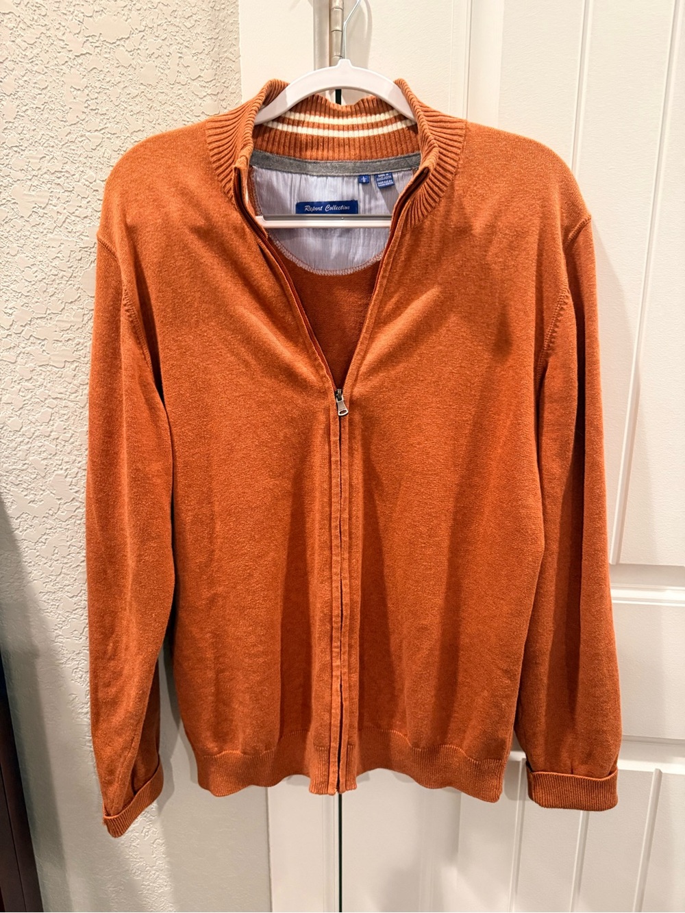 Report Collection Men's Zip-Up Sweater in Rust